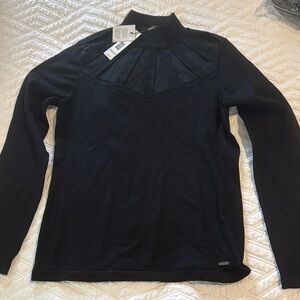 NWT Chic Black Pleated Long Sleeve Top